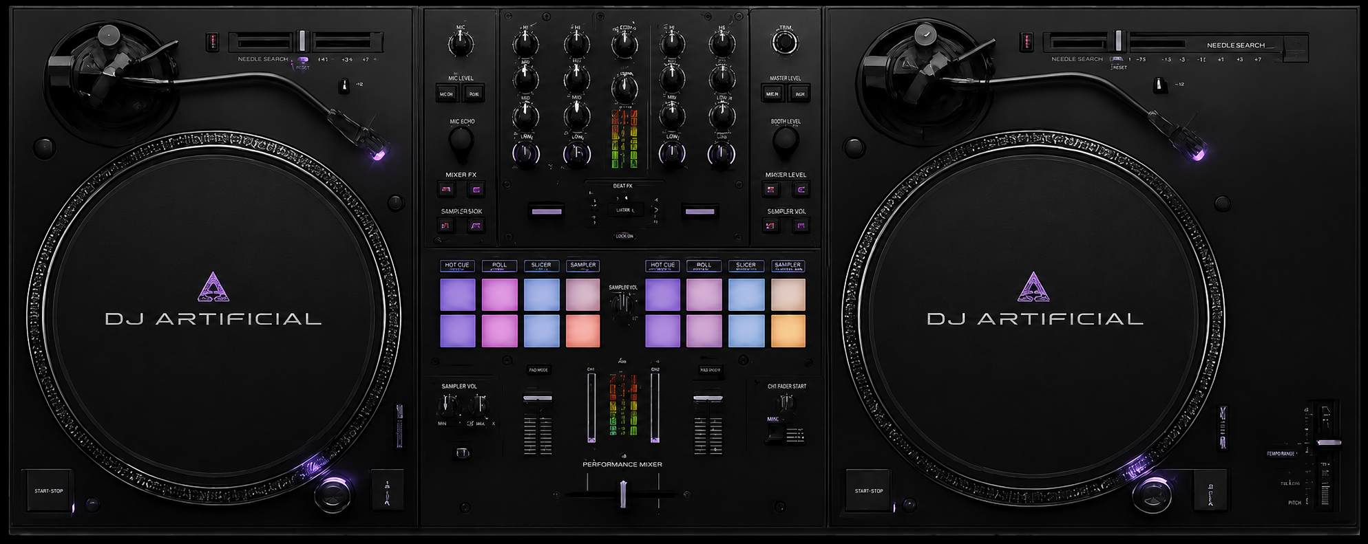 Realistic dual turntables and mixer